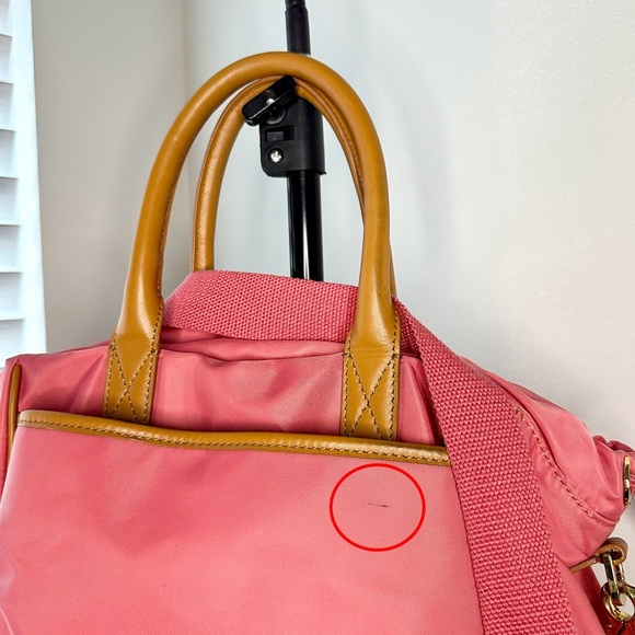 Tory Burch Pink Tote Crossbody Bag Purse Leather Handle Nylon Handbag - Picture 11 of 14